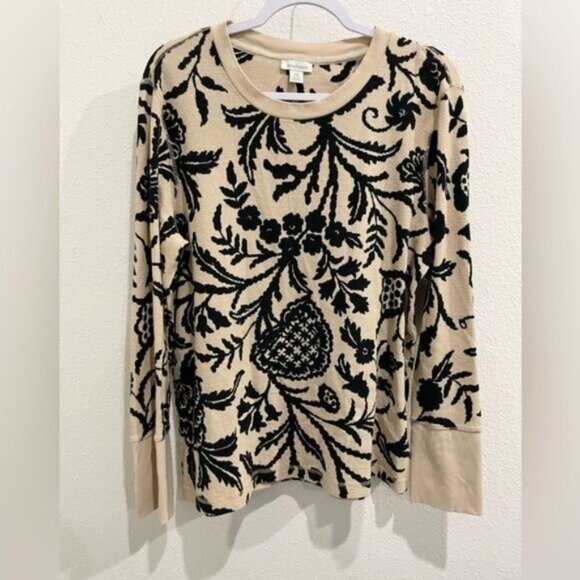 Sundance Floral Casual Preppy Thermal Cotton Top Boho Women’s Neutral - Picture 2 of 7